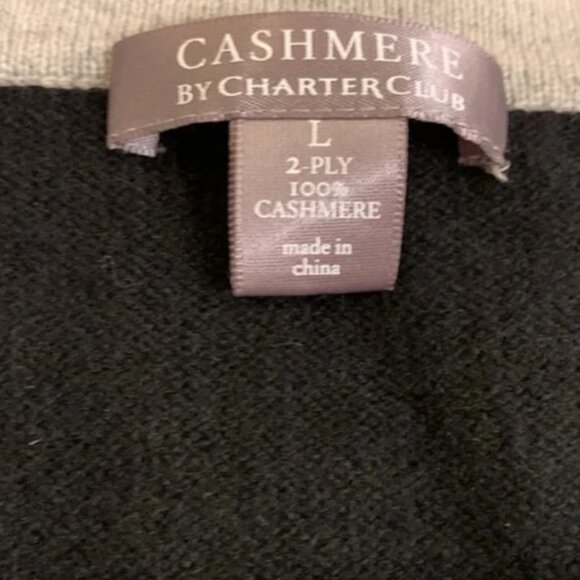 Charter Club black and cream button down cashmere cardigan sweater size L - Picture 5 of 5